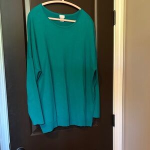 Chicos Teal Women's Dolman Sleeve Sweater Top Size 3 Oversized Fit
